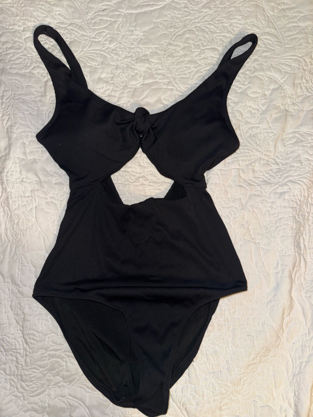 aerie Black One-Piece Swimsuit with Front Knot Cutout